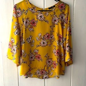 Long sleeve flower print blouse